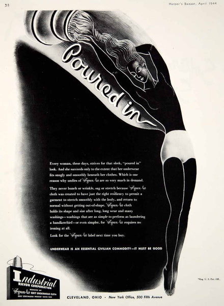 1944 Ad Vintage Spun-Lo Fabric Underwear Nude Risque Industrial