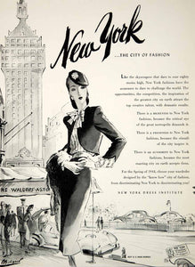 1944 Ad New York Dress Institute Fashion Waldorf Astoria Joseph Bolegard YHB4