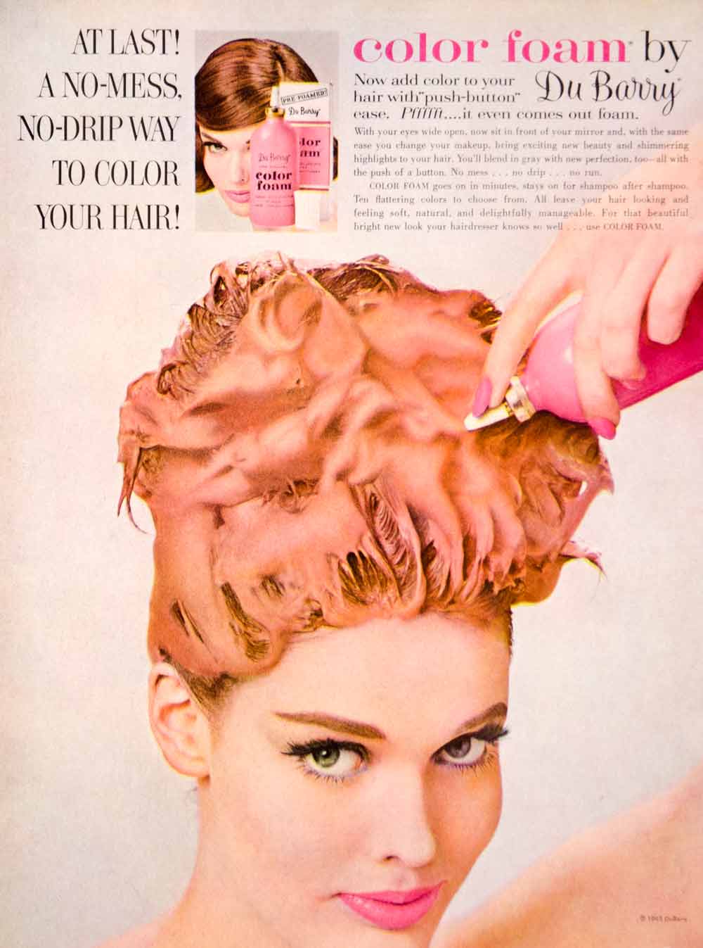 1963 Ad Vintage Du Barry Hair Color Foam Coloring Dye Dyeing Beauty 60's YHB5