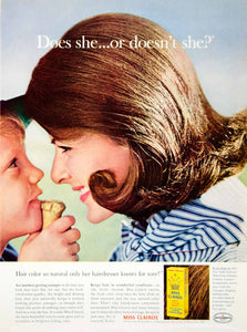 1963 Ad Miss Clairol Hair Color Coloring Does She or Doesn't She? 60s Retro YHB5 - Period Paper

