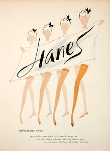1963 Ad Vintage Hanes Seamless Stockings Nylons Hosiery Legs Color Shades YHB5