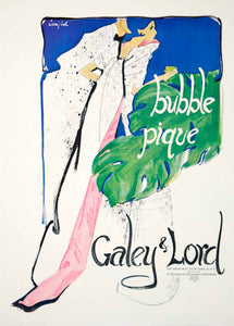 1963 Ad Vintage Galey Lord Bubble Pique Fabric J. Hyde Crawford Fashion Art YHB5