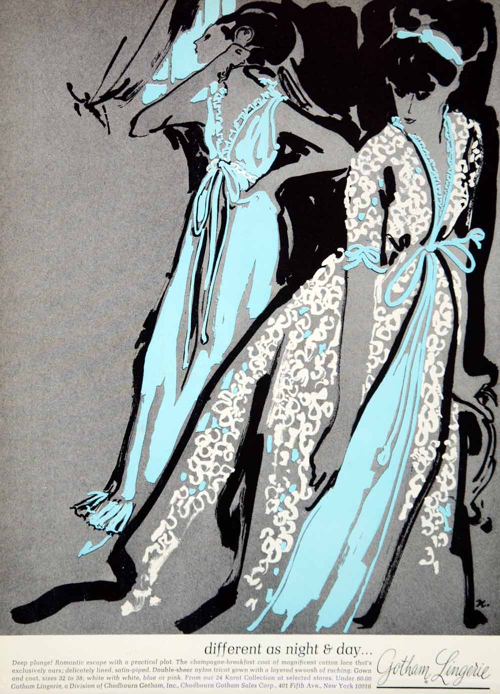 1964 Ad Vintage Chadbourn Gotham Lingerie Nightgown Dressing Robe Fashion YHB5