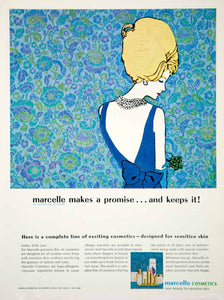 1964 Ad Vintage Marcelle Cosmetics Hypoallergenic 60's Beehive Hair Retro YHB5