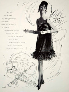 1964 Ad Vintage Malcolm Starr Little Black Dress Lace 60's Fashion Retro YHB5