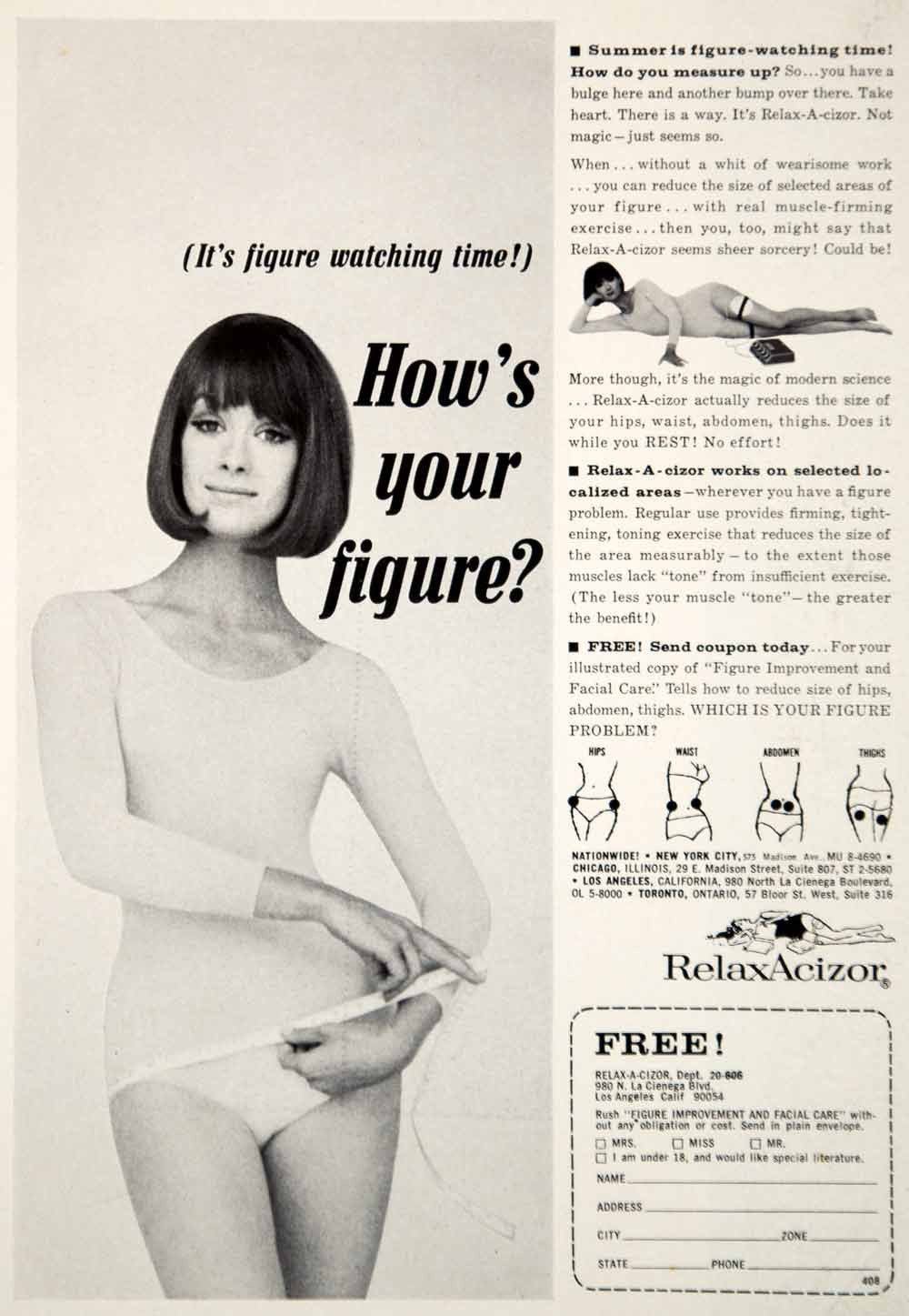1964 Ad Vintage Relax-A-Cizor Exercise Machine Physical Fitness Weight Loss YHB5