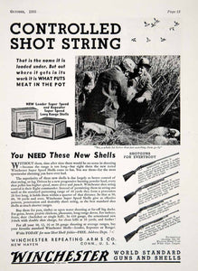 1933 Ad Winchester Super Speed Shotgun Shells Model 21 97 42 Hunting YHF1 - Period Paper
