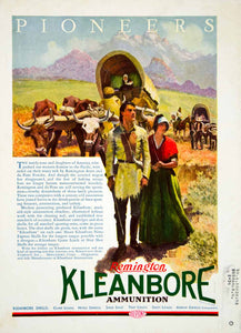 1933 Ad Remington Kleanbore Ammo Pioneers Art Hunting Sportsman Wagon Train YHF1