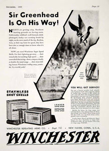 1933 Ad Winchester Staynless Super Speed Shotgun Shells Duck Hunting YHF1