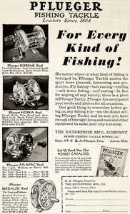 1931 Ad Pflueger Fishing Tackle Supreme Norka Atlapac Medalist Reel YH – Period Paper Historic Art LLC