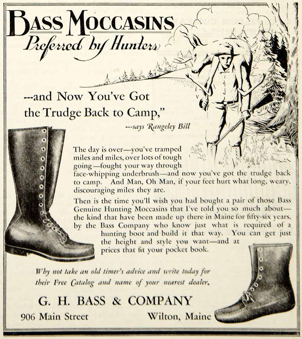 1931 Ad GH Bass Moccasins Boot Shoes Clothing Hunting Sportsman Fashion YHF1
