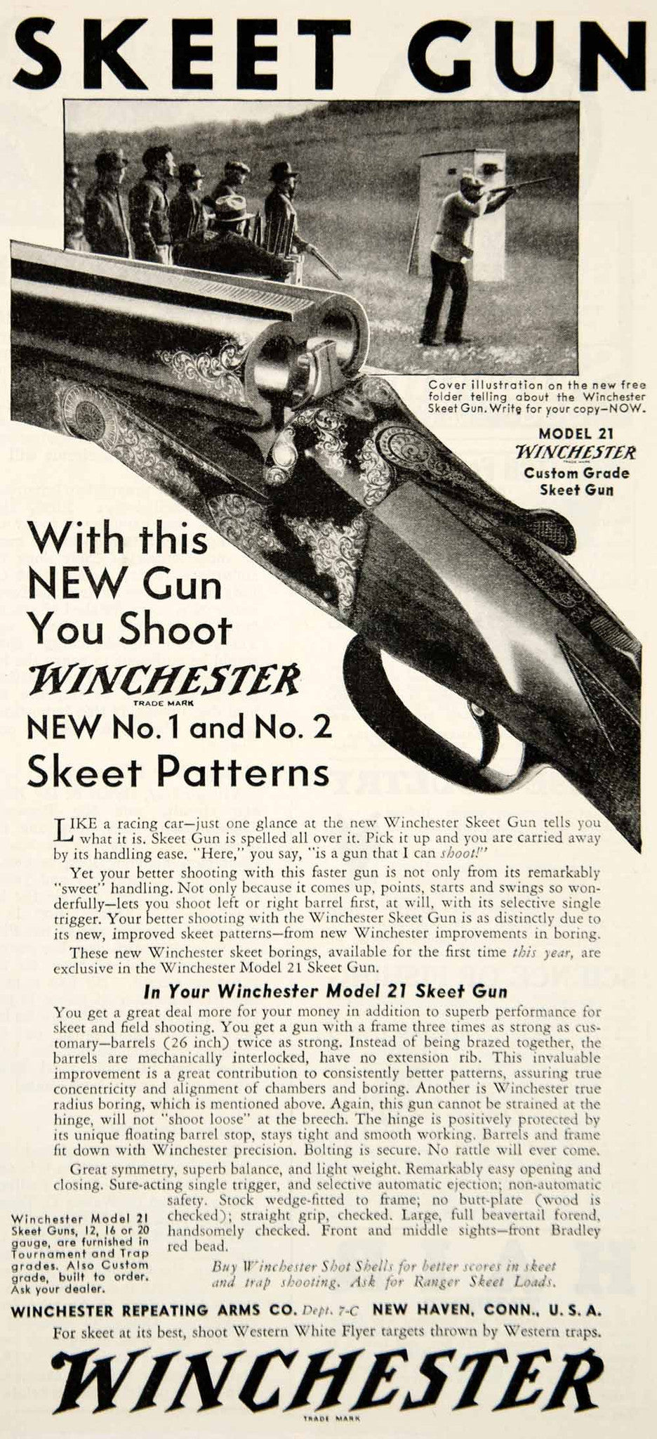 1933 Ad Winchester Model 21 Skeet Gun Shotgun Sporting Goods Outdoorsman YHF1 - Period Paper
