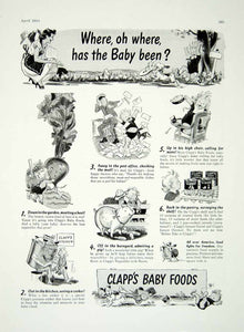 1944 Ad Clapp's Baby Food Comic Farm Pig Mailman Mayhem Mischief Dog Eat YHH1