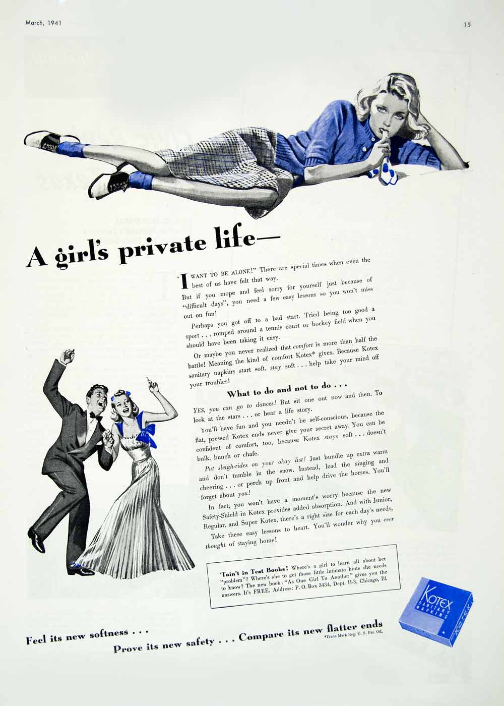 1941 Ad Kotex Sanitary Napkins Feminine Hygiene Products Safety-Shield YHM1