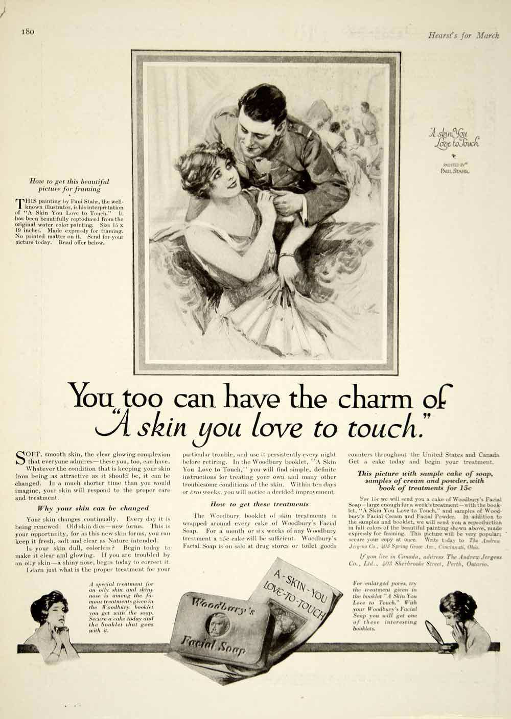 1918 Ad Love Romance John H Woodbury Facial Soap Health Beauty Bar Army YHM2