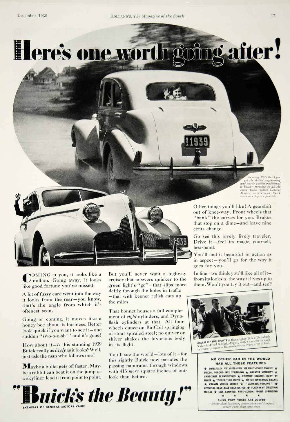 1928 Ad Buick Child Girl Automobile Drive Car V-8 Dynaflash Valve Engine YHM3