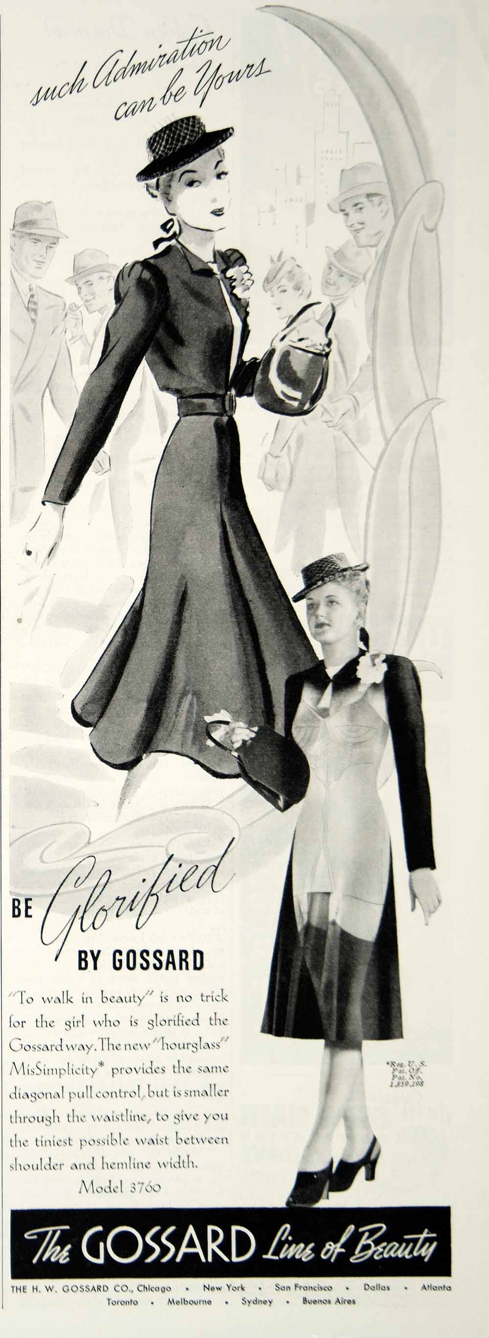 1939 Ad Gossard Beauty Line MisSimplicity Hourglass Undergarment Control YHM3