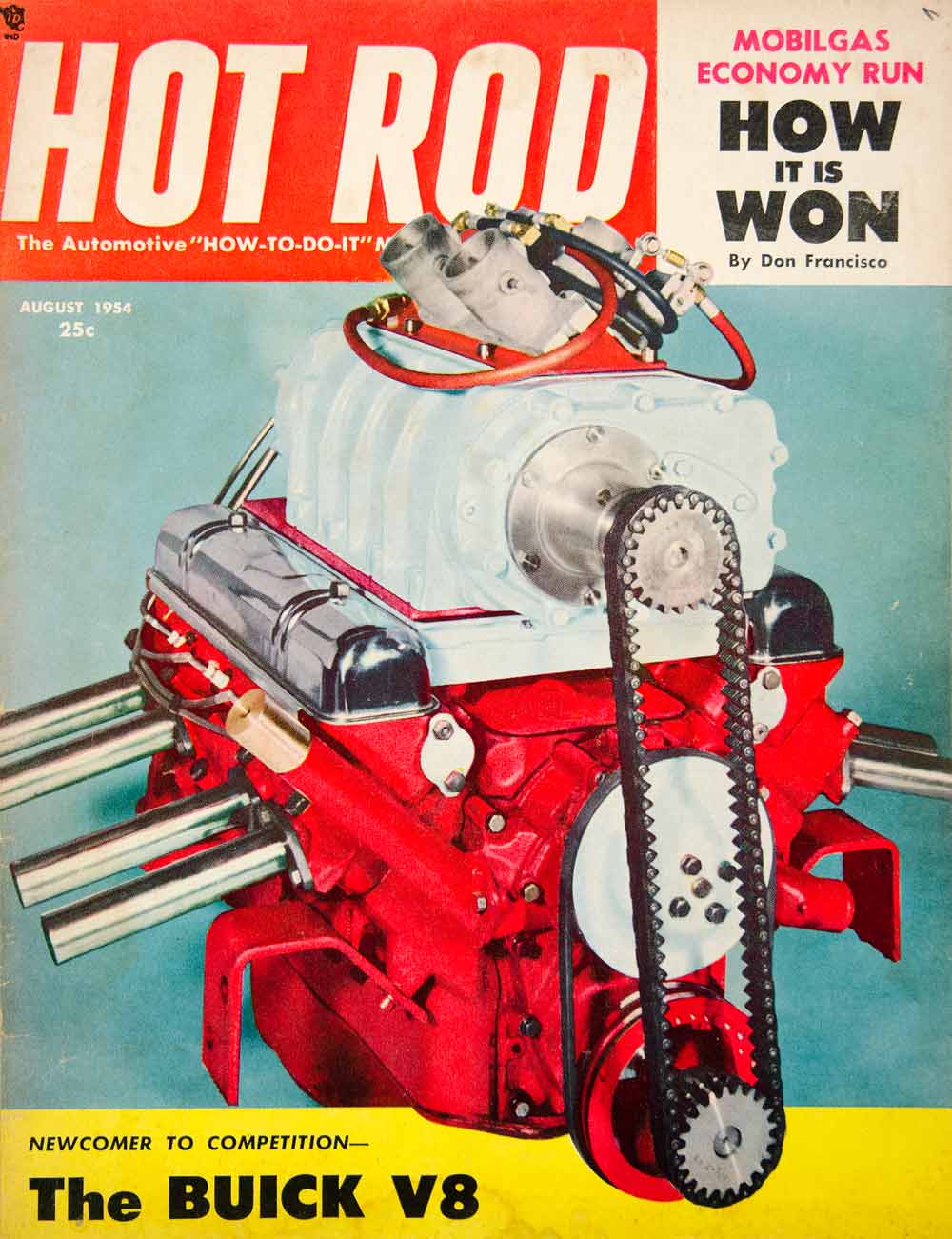 1954 Cover Hot Rod Buick V8 Engine Mobilgas Don Francisco Motor Bob D'Olivo YHR1