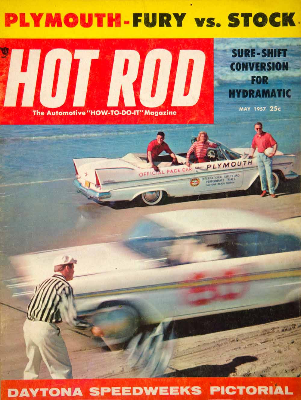 1957 Cover Offical Pace Car NASCAR Daytona Speedweeks Plymouth Chic Donchin YHR1