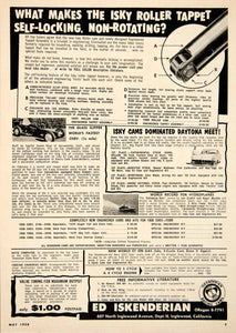 1958 Ad Ed Iskenderian 5 Cycle Engine Cam Daytona Cortopossi Galloping Gael YHR1