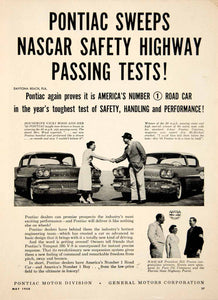 1958 Ad Pontiac NASCAR Vivki Wood Jim McMichael Bill France Safety Test YHR1