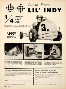 1958 Ad Lil Indy Car 1525 West El Segundo Compton Children Vehicle Toy YHR1