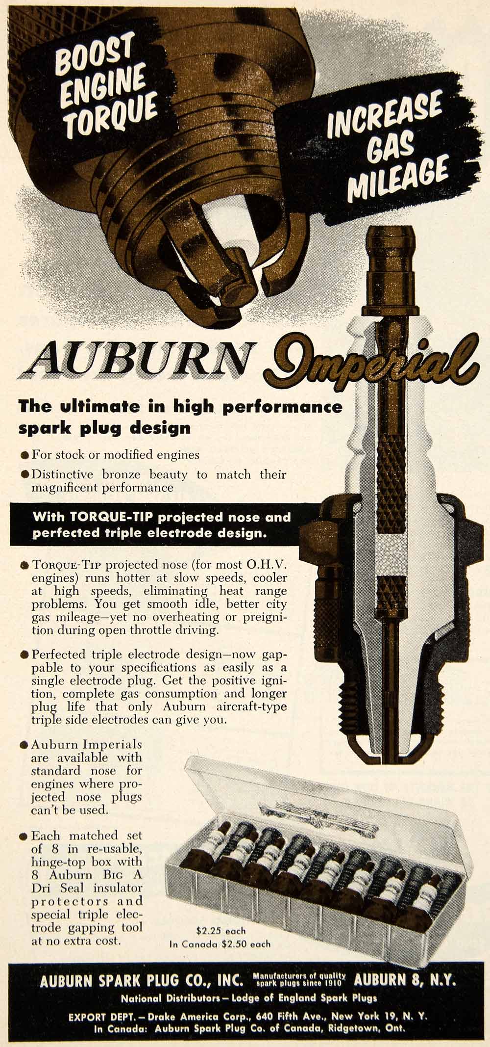 1958 Ad Auburn Imperial Spark Plug Automotive Part Insulator Drake 640 YHR1