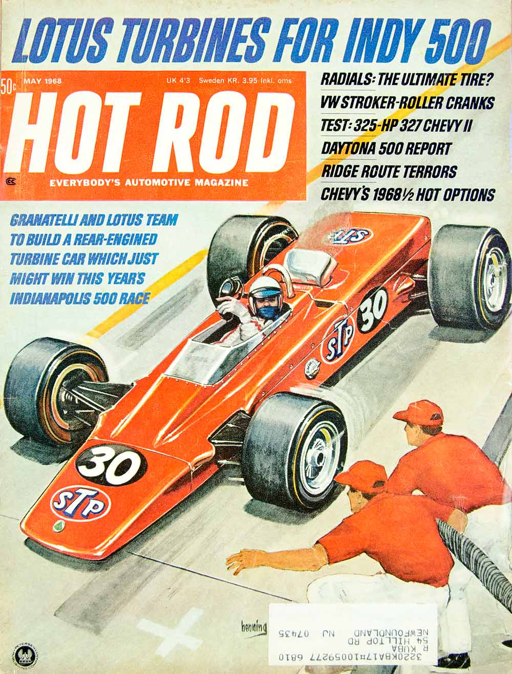 1968 Cover Hot Rod Andy Granatelli Indianapolis 500 STP Turbine