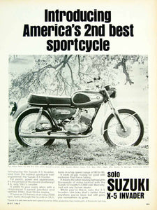 1967 Ad Vintage Suzuki X-5 Invader Sportcycle Japanese Motorcycle