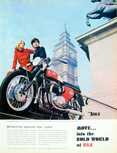1967 Ad Vintage BSA Spitfire MK III Motorcycle London Big Ben Clock Tower YHR3