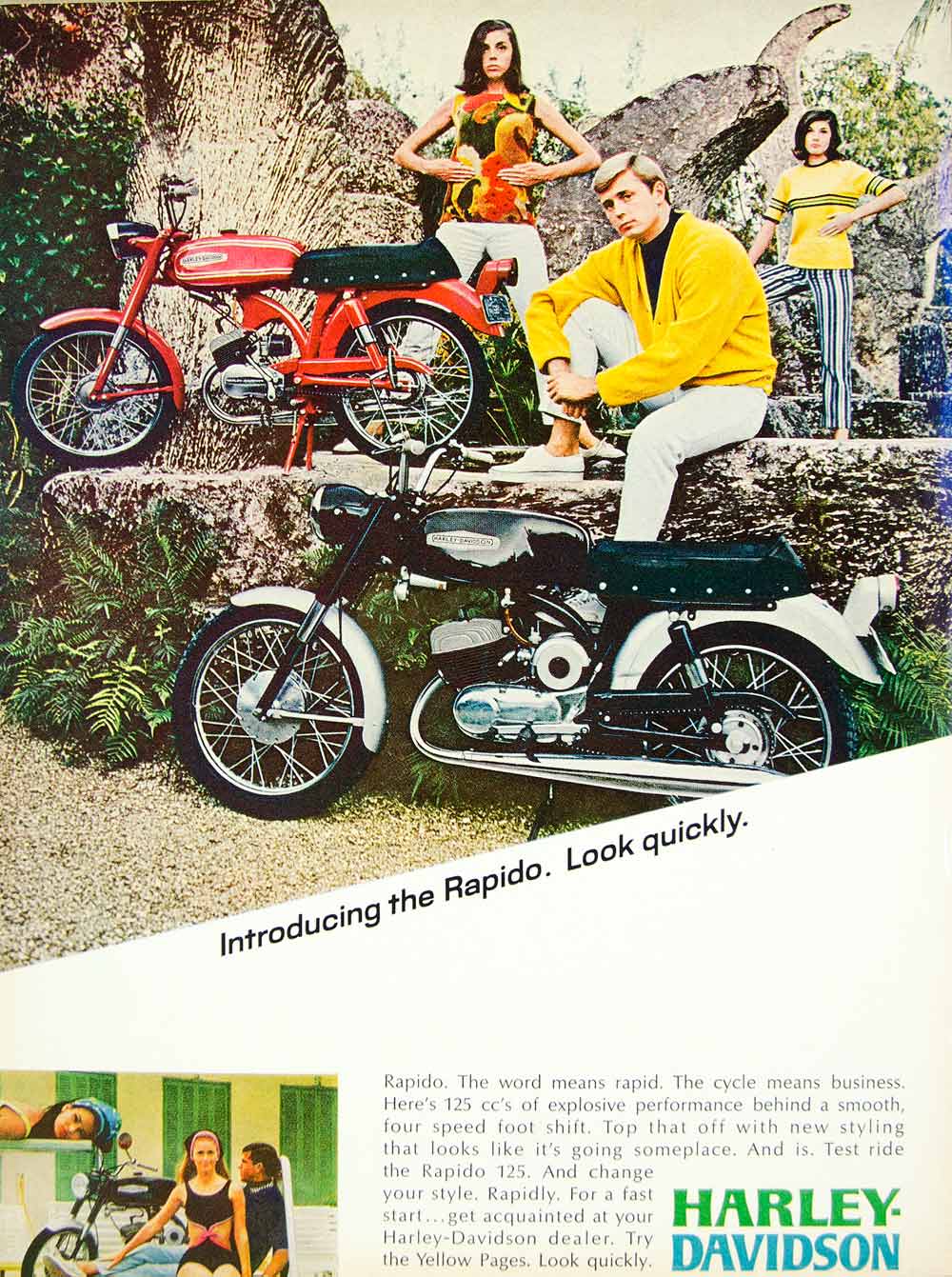 1967 Ad Vintage Harley-Davidson Rapido 125 cc Motorcycle Bike Motorcycling YHR3