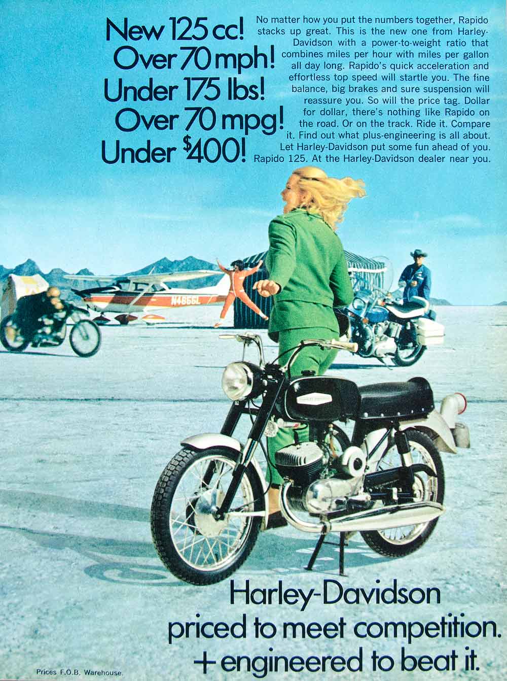 1968 Ad Vintage Harley-Davidson Rapido 125 cc Motorcycle Motor Bike Price YHR3