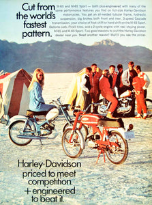 1968 Ad Vintage Harley-Davidson M-65 Sport Motorcycle Bike Motorcycling YHR3