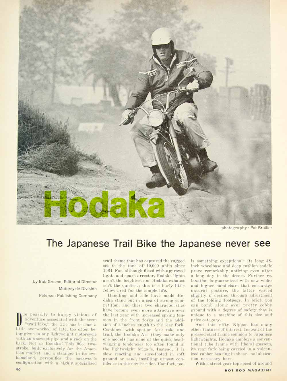 1967 Article Hodaka Japanese Trail Bike Motorbike Motorcycle Bob Greene YHR3