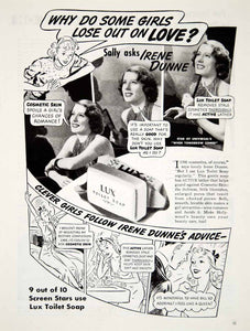 1939 Ad Vintage Lux Toilet Soap Irene Dunne Movie Star Actress Beauty Skin YHS1