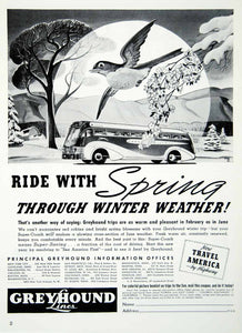 1940 Ad Greyhound Bus Lines Coach Spring Winter Bird Transportation 905 YHT1