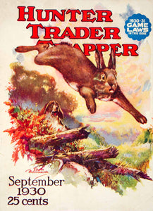 1930 Cover Hunter Trader Trapper Edwin Bolenbaugh Art Rabbit Dog Wildlife YHTT1