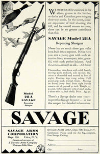 1930 Ad Savage Model 28A Repeating Shotgun Hunting Duck Pump Action Solid YHTT1