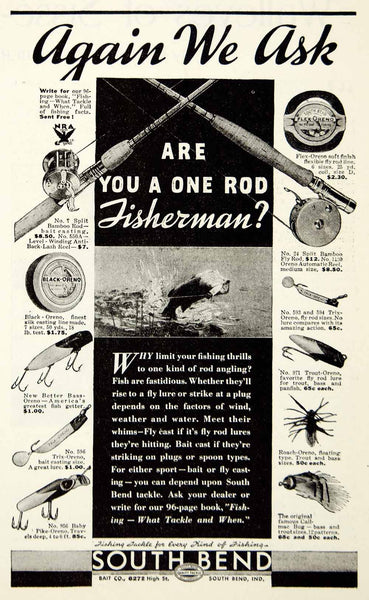 1934 Ad South Bend Fishing Rod Casting Line Lure Bait Tackle 6272 High – Period Paper Historic Art LLC