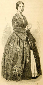 1857 Wood Engraving Annie Andrews Nurse Yellow Fever Norfolk Dress Nursing YHW1