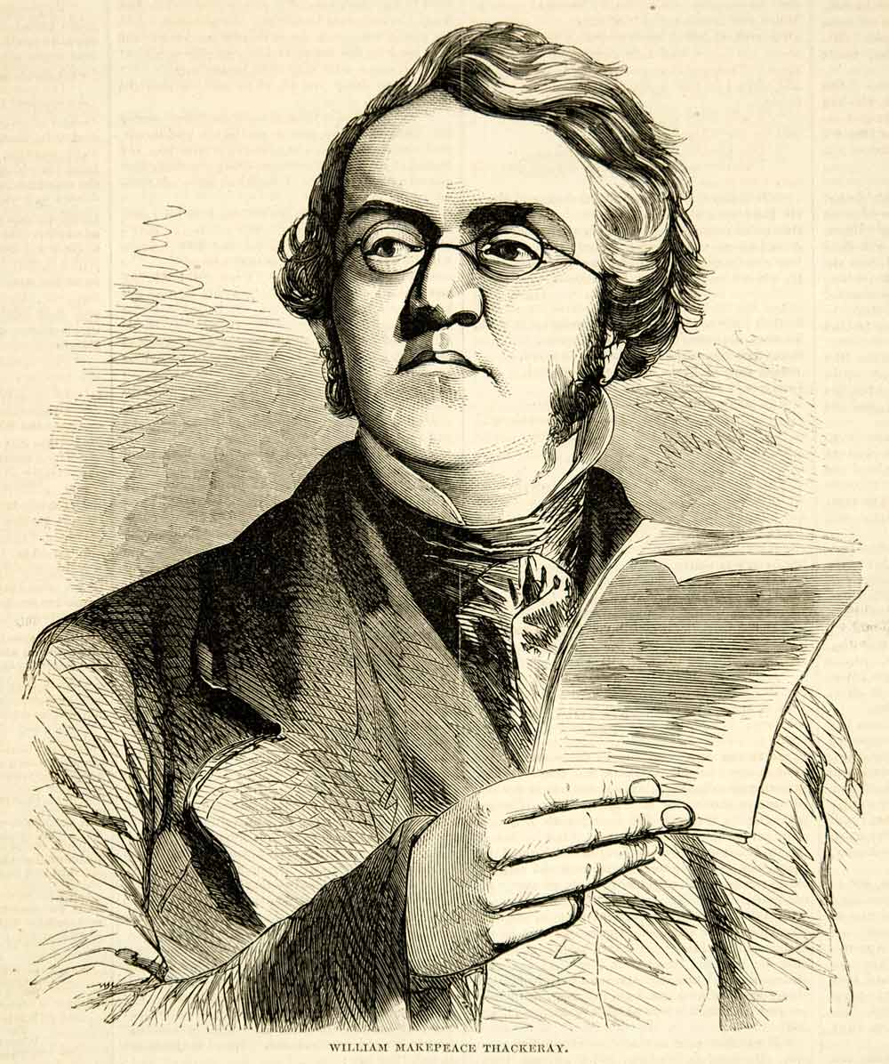 1857 Wood Engraving William Makepeace Thackeray Portrait Novelist Vanity YHW1
