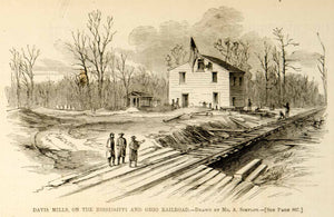 1862 Wood Engraving Alexander Simplot Davis Mills Mississippi & Ohio YHW2
