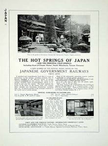 1924 Ad Hot Cold Springs Japan Railways Vacation Travel Scenic Taiwan YJM2