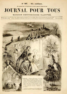 1856 Cover Journal Pour Tous Christmas Tree Victorian Era Dress Children YJPT1