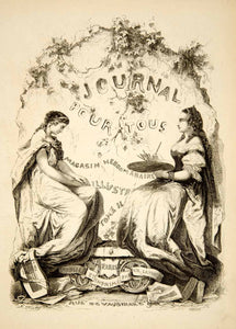 1856 Wood Engraving Journal Pour Tous Paris Lyre Vaugirard Title Page YJPT1
