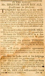 1798 Ad Ibraham Adam Ben Ali Doctor Medicine Turkish Toow-Powder Scurvy YJR1