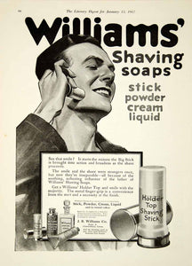 1917 Ad Williams Shaving Soaps J. B. Williams Co. Stick Power Cream Liquid YLD1