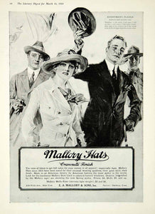 1918 Ad Fashion Hats Cravenette Finish Man Woman E.A. Mallory Sons Fifth YLD1