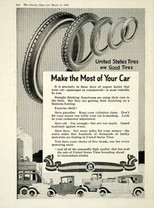 1918 Ad United States Rubber Company Tires Cars Illustration YLD1