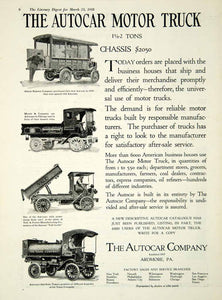 1918 Ad Autocar Company Motor Truck Ardmore Pennsylvania Yale Texaco Morris YLD1